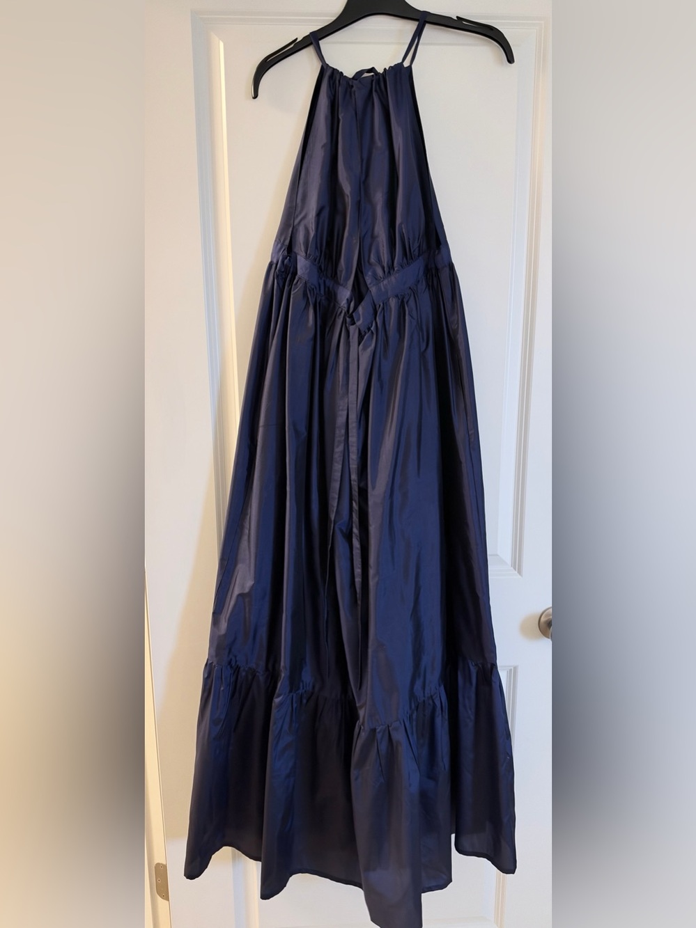 Amaris New York Bali Navy Halter Maxi Dress Size S Tie Waist